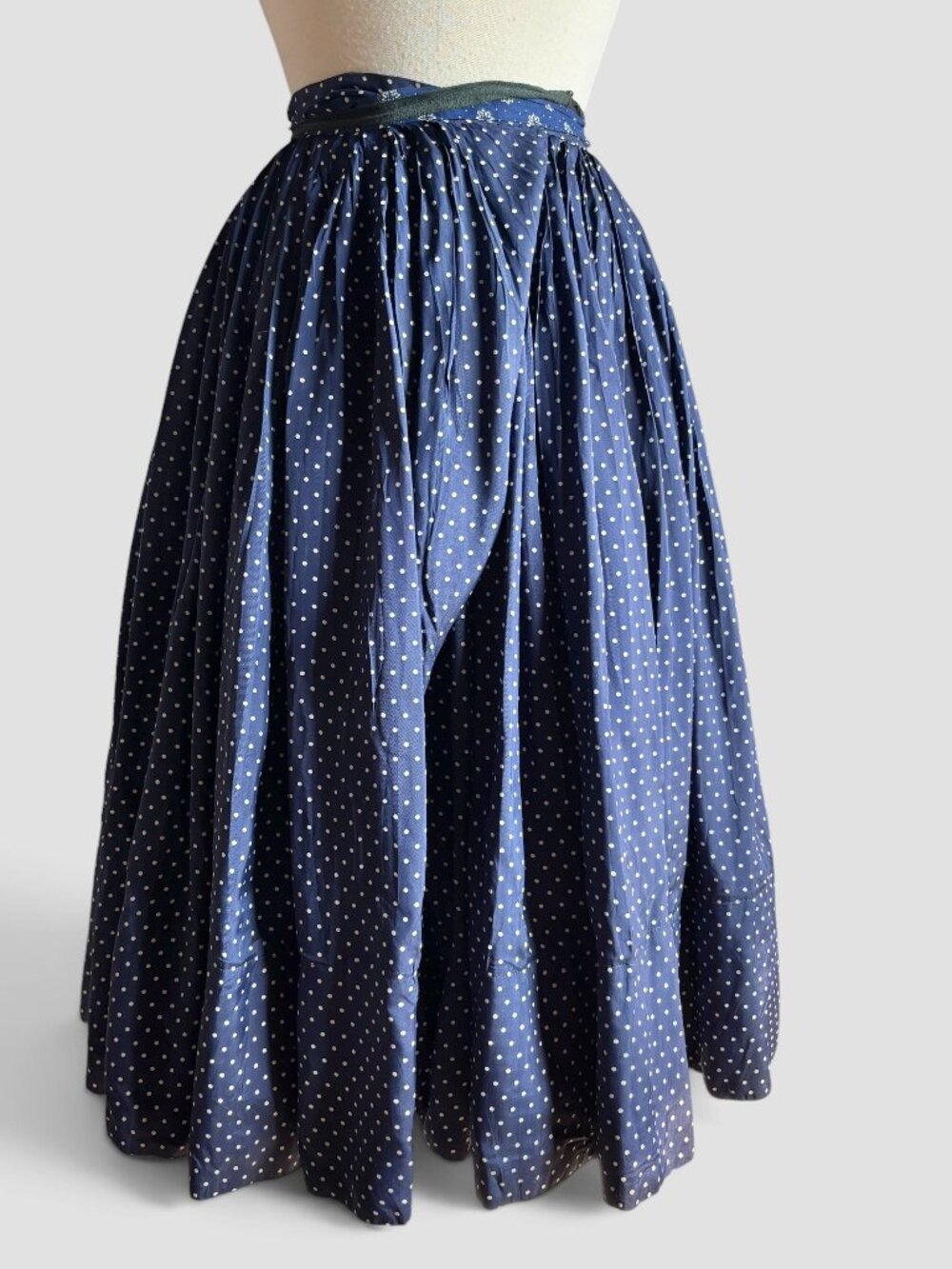 Vintage Hungarian Blue Polka Dot Full Peasant Handmade Folk Skirt